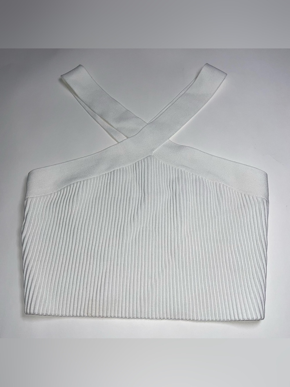 En:samble S Halter Neck Criss Cross Ribbed Top